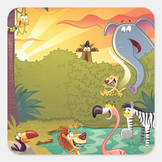 Sticker Carré Sundown At (Devant)