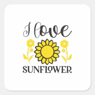 Sticker Carré Sunflower Lover   I Love Sunflower