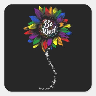 Sticker Carré Sunflower Sensibilisation sur l'autisme Be Kind Pu