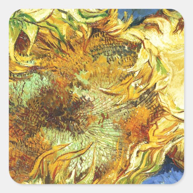 Sticker Carré Sunflowers F. 375 ~ Van Gogh (Devant)
