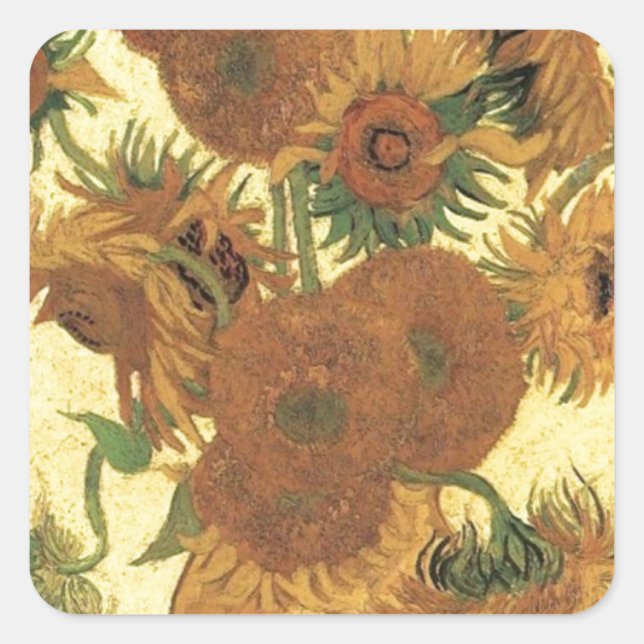 Sticker Carré Sunflowers par Van Gogh (Devant)
