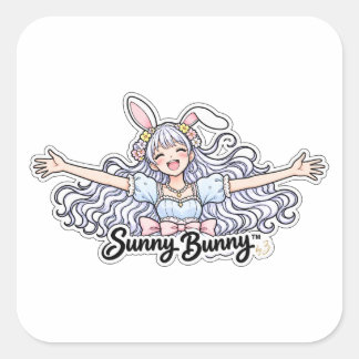 Sticker Carré Sunny Bunny™ | Personnage Original de Fille Lapin
