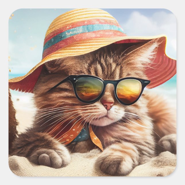 Sticker Carré Sunny Kitty (Devant)