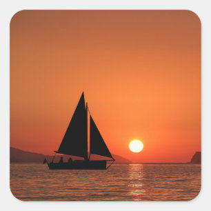 Sticker Carré Sunset bateau