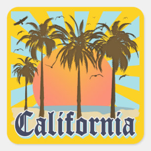Sticker Carré Sunset Des Plages De Californie