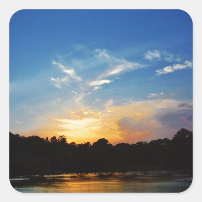 Sticker Carré Sunset Mountain Lake (Devant)