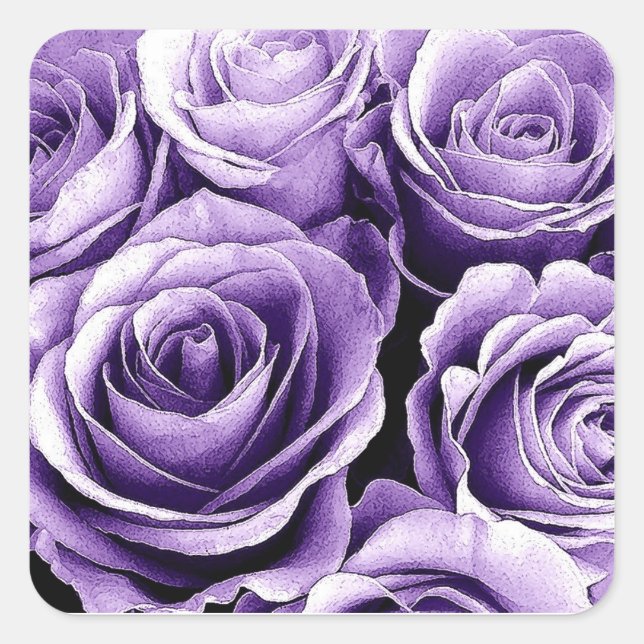 Sticker Carré SUNSET PURPLE Rose - Mariage Enveloppe Sceau (Devant)