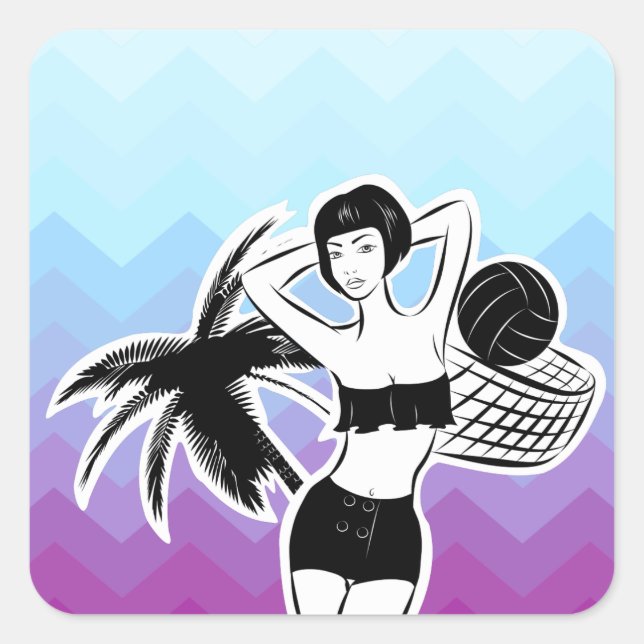 Sticker Carré Sunset Resort Chevron Print (Devant)