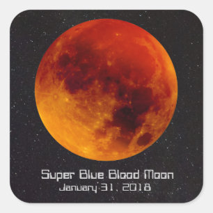Sticker Carré Super Blue Blood Moon 2018