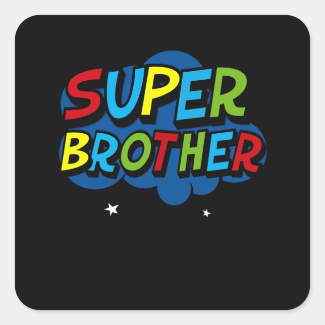 Sticker Carré Super Brother drôle de jeu cadeau d'anniversaire (Devant)