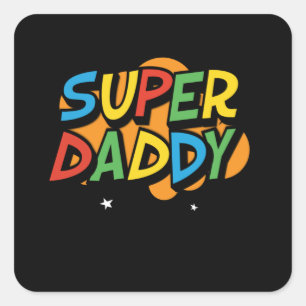 Sticker Carré Super Daddy Gamer Fête des pères cadeau