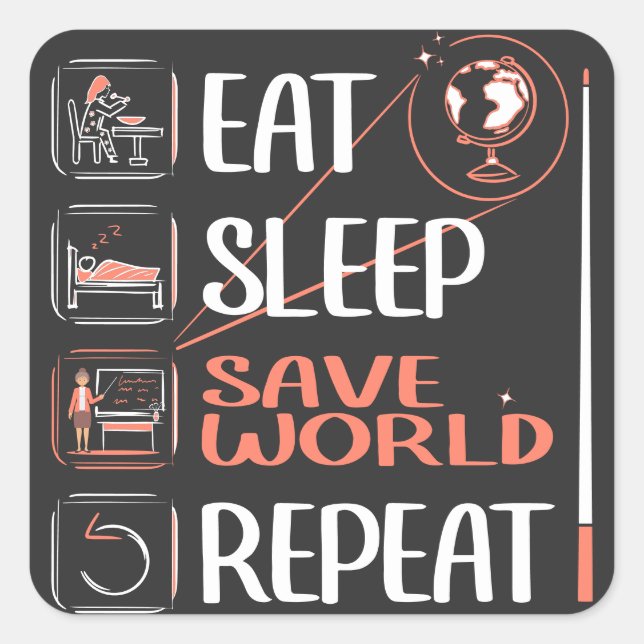 Sticker Carré Super Géographie Enseignant économise un cadeau de (Devant)