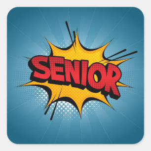 Sticker Carré Super Hero Senior