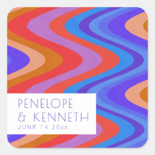 Sticker Carré Super lumineux Retro bleu violet Mariage personnal