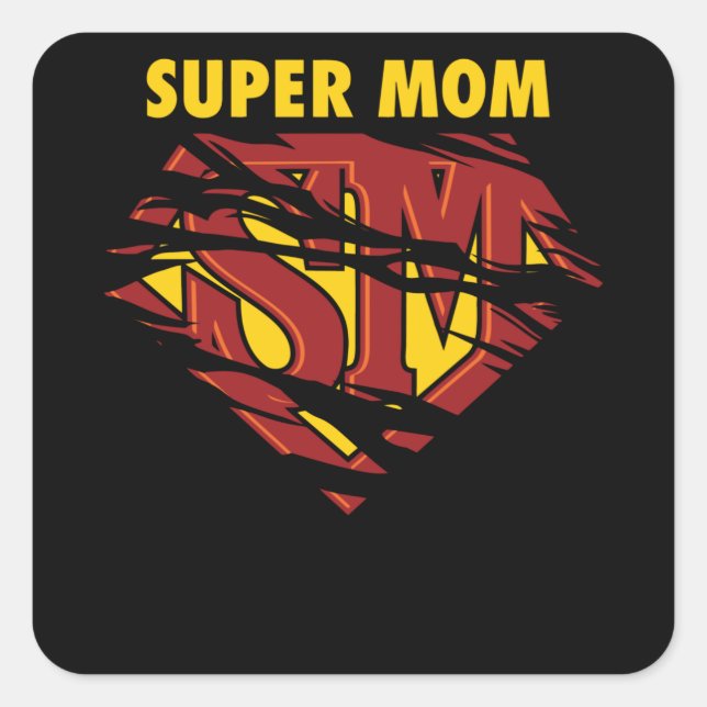 Sticker Carré Super Maman (Devant)