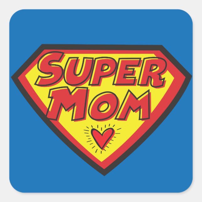 Sticker Carré Super Maman - Matte, (Devant)
