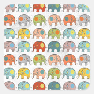 Sticker Carré Super mignon cirque tendance éléphant indien
