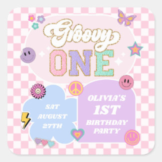 Sticker Carré Super One Preppy Patch 1er Anniversaire