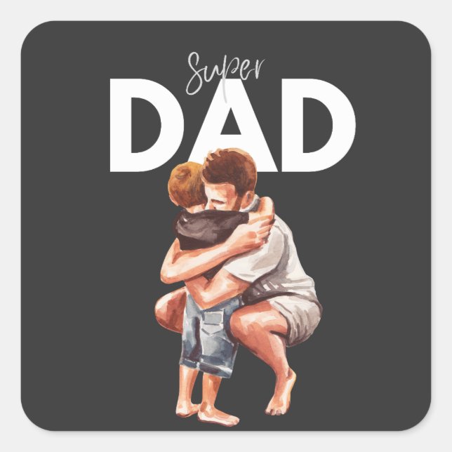 Sticker Carré Super papa (Devant)