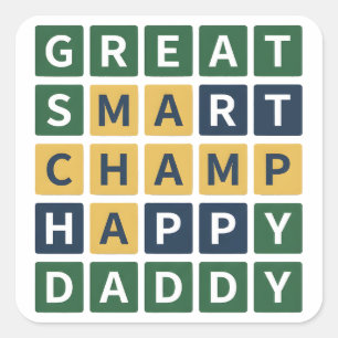 Sticker Carré SUPER PAPA CHAMPION HEUREUX Papa Style Wordle Papa