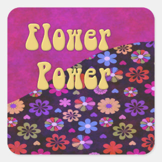 Sticker Carré Super Retro Flower Power 60s les années 70