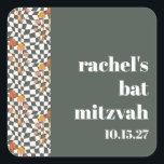 Sticker Carré Super Retro Green Champignons Bat mitzvah personna<br><div class="desc">Autocollant super Bat mitzvah Carré Retro Green Champhrooms</div>