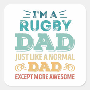 Sticker Carré Super Rugby Papa Fête des pères Drôle cadeau