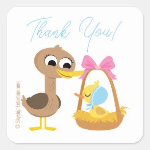 Sticker Carré Super simple   5 Baby shower Garçon Petit Canards