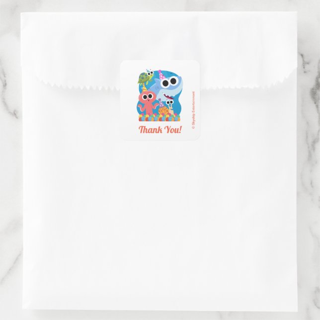Sticker Carré Super simple | Finny Shark Confetti Anniversaire (Sac)