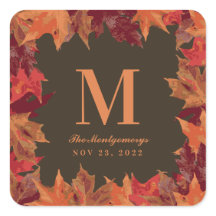 Superbe Automne Feuilles Monogramme Mariage
