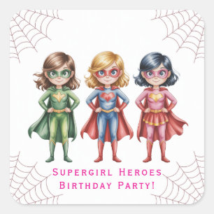 Sticker Carré Supergirl Heroes Anniversaire Fête Pour Filles