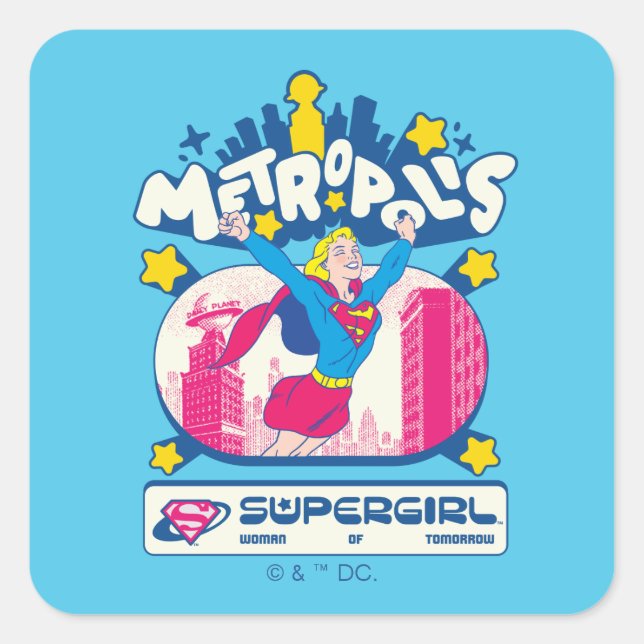 Sticker Carré Supergirl Super Pop Femme de demain (Devant)