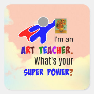 Sticker Carré Superhero professeur d'art