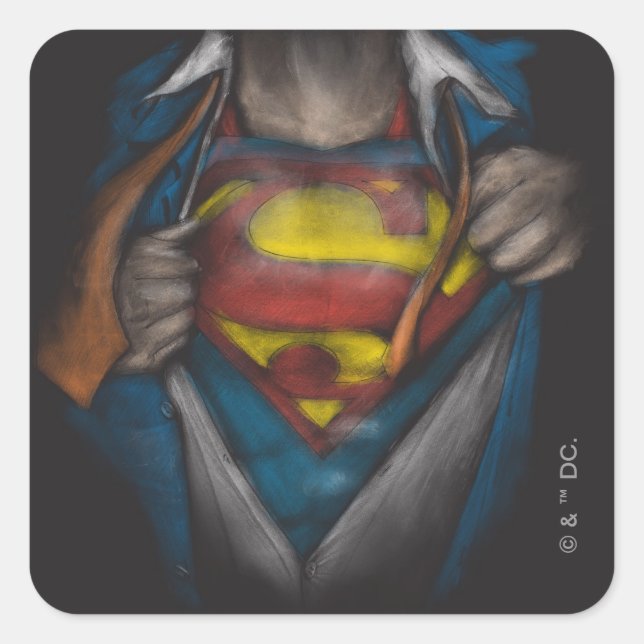 Sticker Carré Superman | Chest Reveal Sketch Colorized (Devant)
