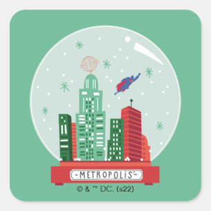 Sticker Carré Superman Metropolis Globe des neiges