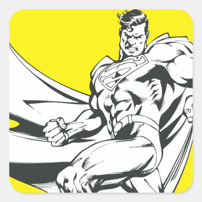 Sticker Carré Superman noir et blanc 2 (Devant)