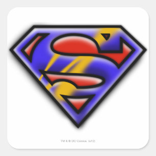 Sticker Carré Superman S-Shield   Purple Airbrush Logo