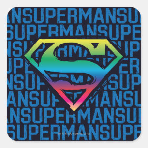 Sticker Carré Superman S-Shield   Rainbow Logo