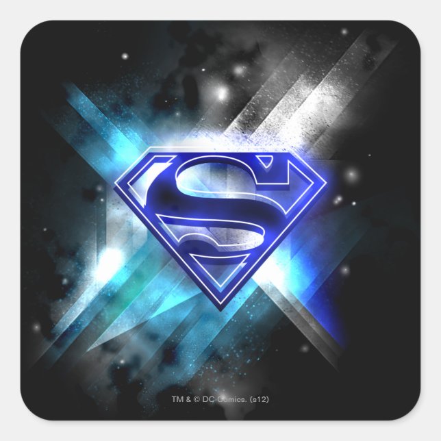 Sticker Carré Superman Stylisé | Logo en cristal bleu blanc (Devant)