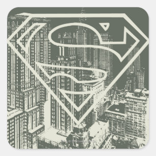 Sticker Carré Superman Stylisé   Logo Green Metropolis