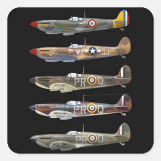 Sticker Carré Supermarine Spitfire is a British WW2 fighter