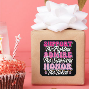 Sticker Carré Support en ruban rose Admirez la sensibilisation a