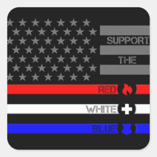 Sticker Carré Support Red White & Blue - Fire/EMS/Police