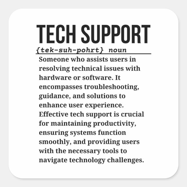Sticker Carré Support technique (Devant)