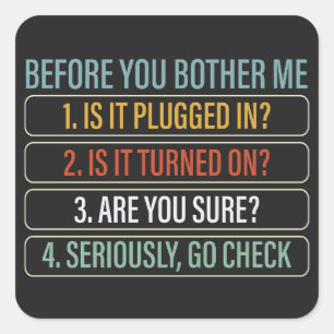 Sticker Carré Support technique amusant en technologie de l'info