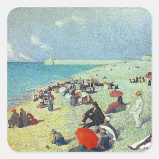 Sticker Carré Sur La Plage (Devant)