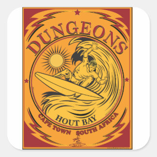 STICKER CARRÉ SURF DUNGEONS CAP VILLE AFRIQUE DU SUD