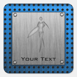 Sticker Carré Surf Girl ; Refroidi en métal