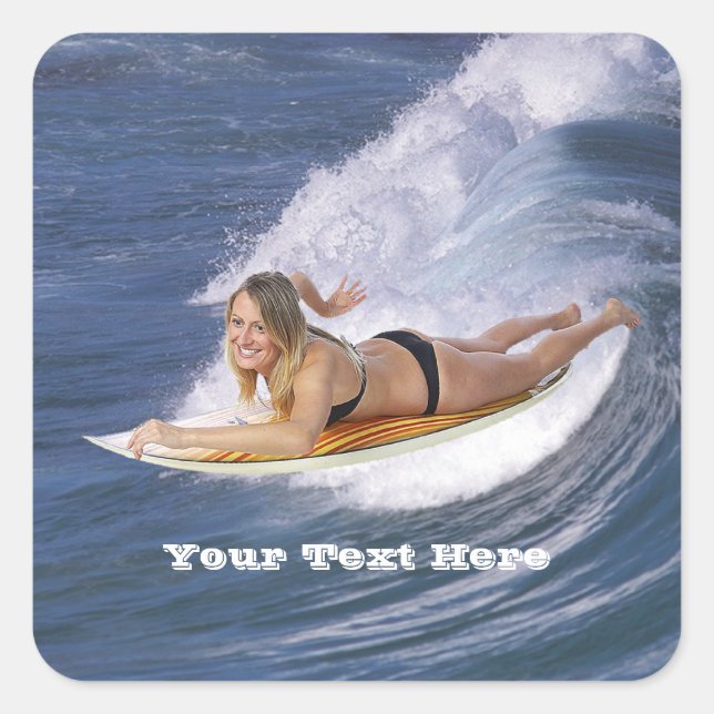 Sticker Carré Surf’s Up ! Attrape La Vague ! (Devant)