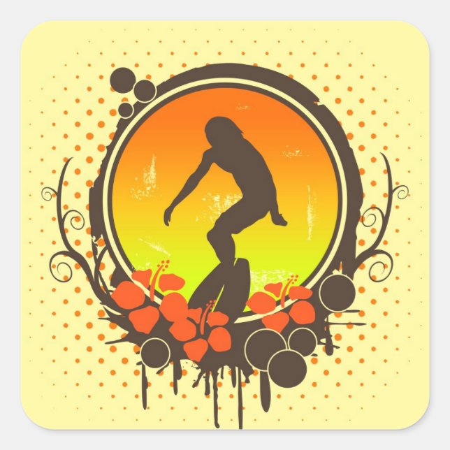 Sticker Carré Surfer (Devant)